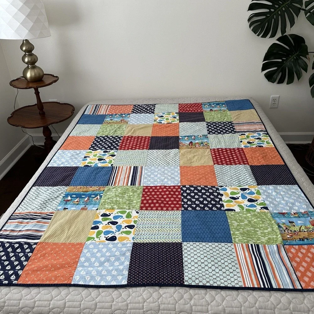 Handmade Patchwork Quilt Beach Nautical Sea Boat Sail Kelle Kaufman Good Seasons